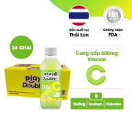 Thùng 24 chai nước giải khát vitamin C vị chanh xanh và chanh vàng Playmore Double C Thái Lan 160ml thumbnail