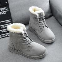 Women Lace-up Snow Martin Boots Female Fashion Casual Vulcanize Faux Fur Lining Shoes Winter Warm Retro Light Zapatos Mujer