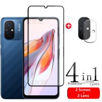 ☍✘✶ 4-in-1 For Redmi 12C Glass For Xiaomi Redmi 12C Tempered Glass Full Cover 9H HD Screen Protector For Redmi 12 C 12C Lens Glass