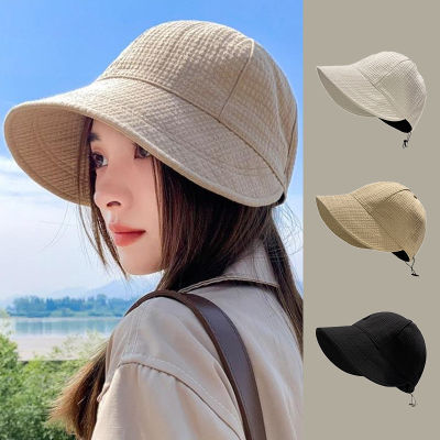 [hot]Women Foldable Wide Brim Hat Adjustable Portable Outdoor Beach Bucket Hat Summer Sun Protection Visor Fisherman Cap Panama Caps