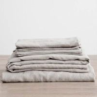 3PCS 100 Washed Linen Sheet Set Natural Flax Bed Sheets 2 Pillowcases Breatble Soft Farmhouse Bedding Bedsheet Flat Sheet