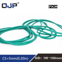 1PC Rubber Ring Green FKM O ring Seal CS5mm OD115/120/130/140/150/155/170/195mm Rubber O Rings Seal Gasket Oil ORing Fuel Washer