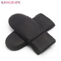 New Autumn Winter Womens Warm Leather s Real Sheepskin Fur Mittens Super Warm Hand-made s Ladies Wool Mitts Guantes