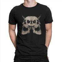 MenS T-Shirt Twin Devil Skull Fun Pure Cotton Tees Short Sleeve Demons Mirror T Shirt Round Neck Clothing Summer