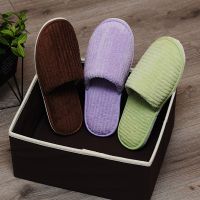 3 Pairs/Lot Colors Coral Fleece Men Cheap Disposable Hotel Slippers Cotton Slides Hospitality