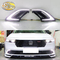 SNCN ไฟหน้าเดย์ไลท์ LED DRL 12V 2ชิ้นสำหรับฮอนด้าแอคคอร์ด2023สีเหลืองสัญญาณไฟเลี้ยวสำหรับวิ่งกลางวันและกลางคืนสีน้ำเงินโคมไฟสำหรับขับรถอัตโนมัติ