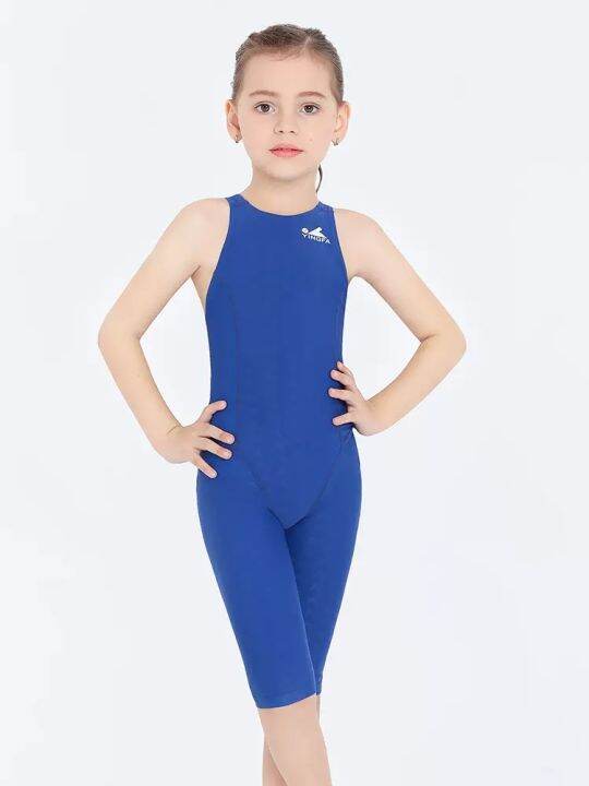 Fina Approved Training Swimsuit Girls Sporty Swimwear Sharkskin