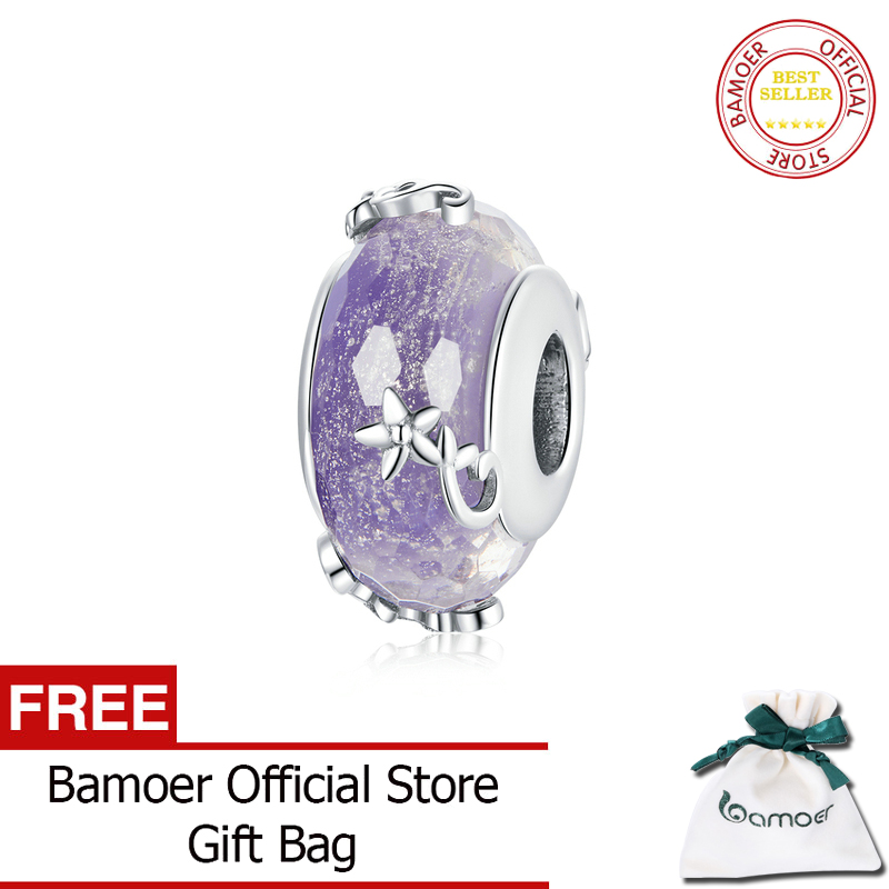 Vintage Silver Women's Charm Bracelet Purple Flower Charms Bangle Gifts Jewelry 