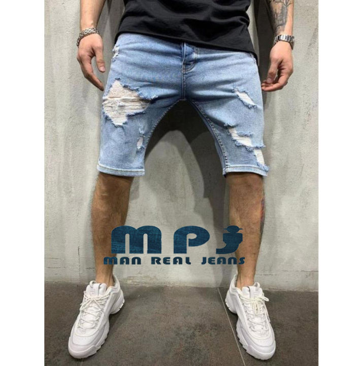 MPJ Denim shorts light blue Jeans Tattered Shorts | Lazada PH