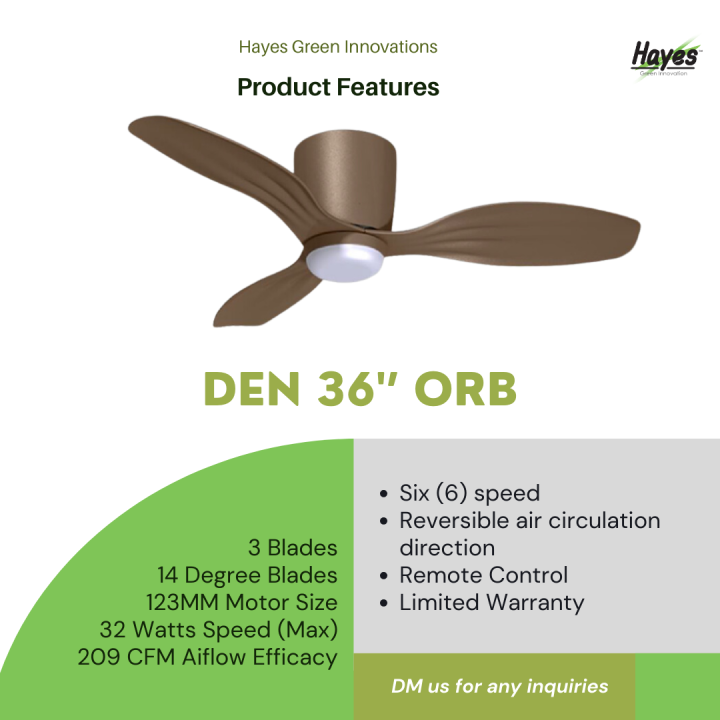 Den 36 Orb HAYES BRANDS DC Inverter Ceiling Fan 36/42/44/52/60 inch