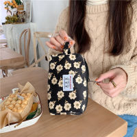 Small Corduroy Beauty Bag Makeup Plaid&amp;Flowers Cosmetic Organizer Korean Pencil Fashion