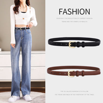 Leather belt womens leather fashion simple and versatile belt womens decoration high sense jeans with fine Korean version of trendy black  HXGM