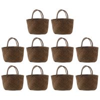 10X Casual Straw Bag Natural Wicker Tote Bags Women Braided Handbag for Garden Handmade Mini Woven Rattan Bags