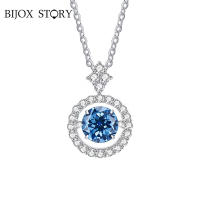 BIJOX S TORY 1 CT Moissanite จี้สำหรับผู้หญิงจำลองเพชรสร้อยคอ S925เครื่องประดับเงินสเตอร์ลิงสาวของขวัญวันวาเลนไทน์