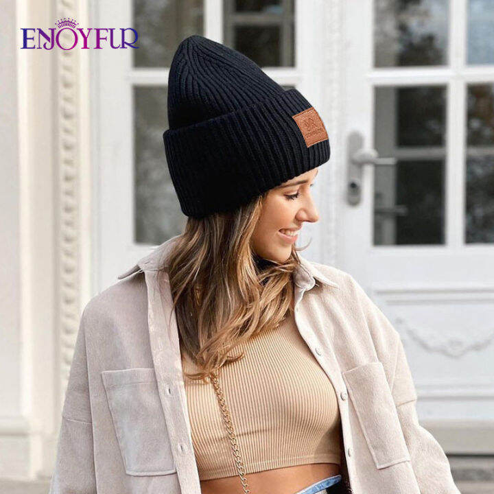 enjoyfur-women-winter-beanie-hat-soft-warm-wool-knit-beanie-female-fashion-lightweight-casual-cuffed-skull-ski-caps