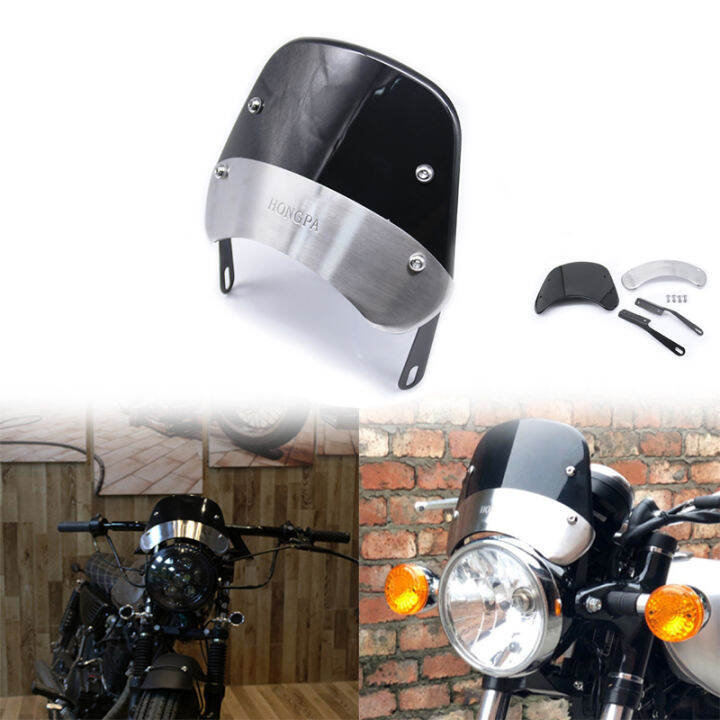 Pmshop 5 7 Inch Motorcycle Retro Cafe Racer Headlight Windshield