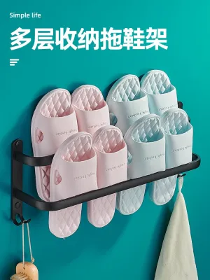 [COD] slipper free punching wall-mounted toilet shoe drain door storage artifact