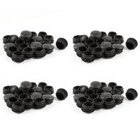 80 Pcs Black Plastic 25mm Dia Blanking End Caps Round Tube Insert