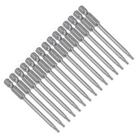 Uxcell 15Pcs S2เหล็ก T10/15/20/30แม่เหล็กไขควงหัวทอร์กซ์ปลอดภัย Bits 1/4 "Hex Shank 50/75มม.ความยาวสำหรับไฟฟ้าอุปกรณ์ทำมือ