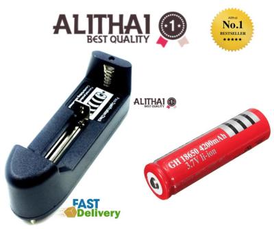 Alithai Ultrafire 18650 3.7V 4200 mAh 1 ก้อน+ที่ชาร์จแบต แท่นชาร์จถ่าน 16340 14500 18650 ครอบจักรวาล 100-240V/47-63HZ