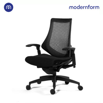 Modernform เก้าอี้สำนักงาน เก้าอี้ทำงาน เก้าอี้ออฟฟิศ เก้าอี้ผู้บริหาร รุ่น FG พนักพิงกลาง ปรับระดับความสูง การล็อค การเอนได้ถึง 4 ระดับ เบาะหุ้มด้วยผ้าสีดำสัมผัสเนี้ยบ หุ้มผ้าตาข่ายสีดำ ขาไนลอน