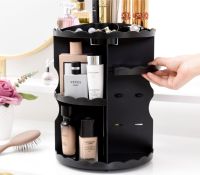 Jerry Box Cosmetic organizer ชั้นวางเครื่องสำอาง แบบหมุนได้ 360 cosmetic storage box 360องศา ชั้นวางของ หมุนได้ ที่วางลิปสติก ที่วางแป้ง ชั้นวางแป้ง สีดำT0783