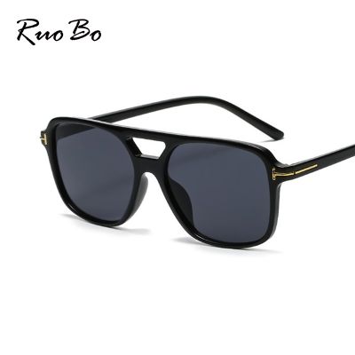 RUOBO Oversize Rectangle Shade Sunglasses For Men Womem 39;s Double Bridge Brand Design Tom Driving Sun Glassses UV400 Gafas De Sol