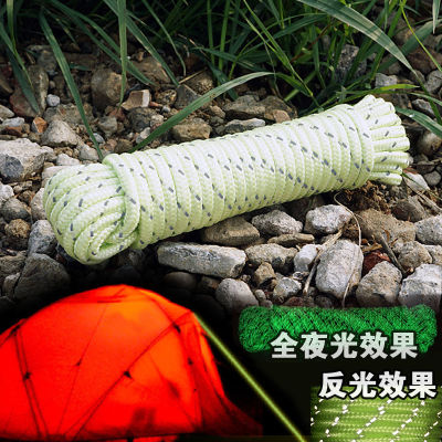 Spot parcel post Outdoor Full Luminous + Reflective Rope 5mm Chunky 10 M Tent Rope Camping Wind Rope Sky Curtain Fixed Windproof Rope Wholesale