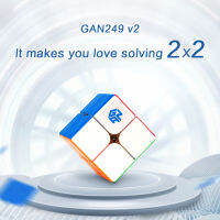 【Gr.s】Gan 249 V2 2x2 ความเร็วบล็อกไม่มีสติกเกอร์ปริศนาสี่เหลี่ยมเรียบปริศนาของเล่นสำหรับเด็ก