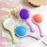 Cute cat paw ear air cushion hair brush comb mirror hairbrush set massage makeup health care tools for mother-kids accessories