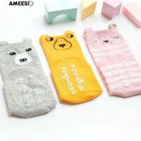【ซื้อ 1 แถม 4 ของขวัญ】Babys Cartoon Animal Design เข่าถุงเท้าสูงถุงน่องอุ่น