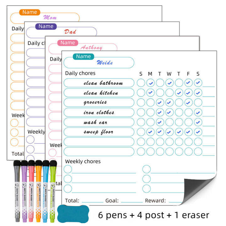 Dry Erase Weekly Calendar for Fridge with Stain Resistant