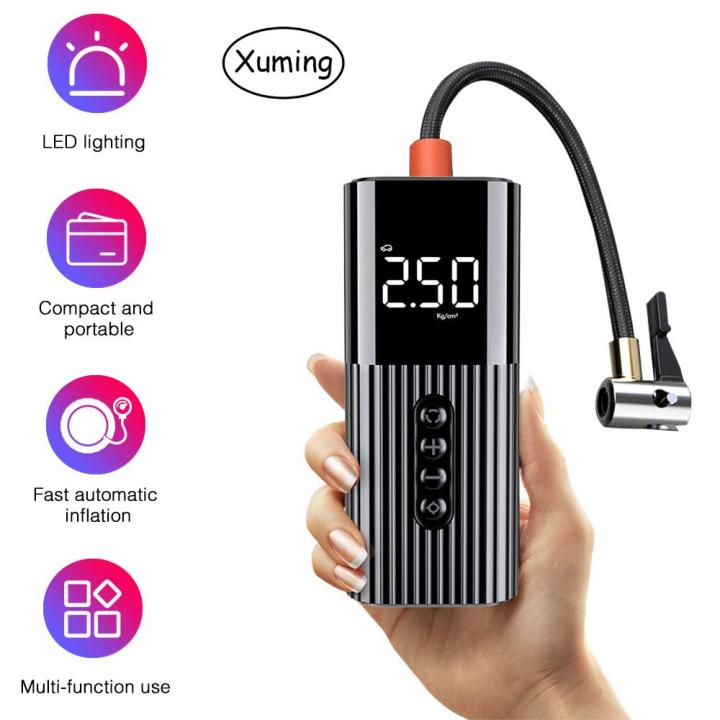 Xuming New Inflatable Pump Mini Portable Air Compressor With Led Lighting  Tyre Inflator 12v 150psi Wire Air Pump For Car Bicycle Balls