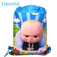 12pcslot Kids Favors Baby Boss Theme Blue Non-woven Fabrics Mochila Birthday Party Baby Shower Decoration Drawstring Gifts Bags