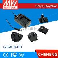 MEAN WELL Original GE24I18-P1J 18V 1.33A Meanwell GE24I 18V 24W AC-DC อะแดปเตอร์อุตสาหกรรมแบบเปลี่ยนได้