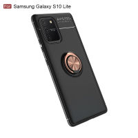 KHTD สำหรับ Samsung Galaxy S10 Lite โทรศัพท์กรณีที่มองไม่เห็นโลหะแหวนหัวเข็มขัดยึดรถผู้ถือดูดแม่เหล็กนุ่ม TPU กันกระแทกป้องกันปกหลังกรณี