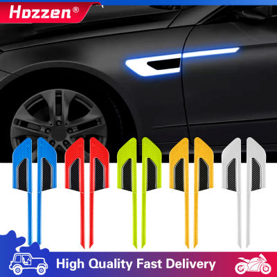 Hozzen 3D คาร์บอนไฟเบอร์สติกเกอร์สะท้อนแสงสำหรับรถยนต์และรถบรรทุกป้องกันการชนกันเตือนสะท้อนแสงฉลากด้านข้างคู่