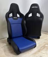 เบาะแต่งรถยนต์หนังกลางน้ำเงินขอบดำ RECARO เบาะแต่งงานสวย ปรับเอนนอนได้ พร้อม รางเลื่อนให้ ทรง VIP ราคาคู่และราคาต่อตัวงานไทยแท้