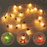 ∋♂☃ 2M LED String Lights Santa Claus Snowflakes Lantern Crutch Christmas Tree Elk Decoration Light for Merry Christmas Home Decor