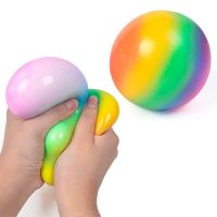 【LZ】┋  Colorful Rainbow Stress Balls Soft Foam TPR Squeeze Squishy Stress Relief Balls Toys for Kids Children Adults Funny Toys