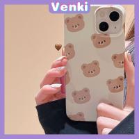 VENKI - Case iPhone 14 Pro Max Soft TPU Candy Case Cute Little Bears Glossy Khaki Case Camera Protection Shockproof For iPhone 13 12 11 Plus Pro Max 7 Plus X XR