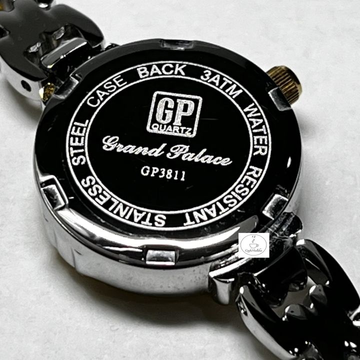 นาฬิกาข้อมือผู้หญิง-gp-รุ่น-gp3811ag04-ตัวเรือนและสายนาฬิกาสีทองสลับสีเงิน-2กษัตรย์-หน้าปัดสีดำ-ของแท้-100