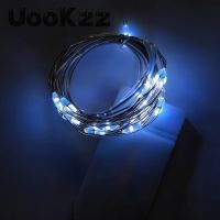 UooKzz ไฟ LED ลวดทองแดงนางฟ้า,พวงมาลัยตกแต่งคริสต์มาสในร่มสำหรับงานเลี้ยงสายไฟพลังงานงานแต่งงาน