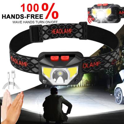 Powerful LED Headlight Headlamp 8 Modes Handfree Motion Sensor Head Lamp COB Flashlight Torch Head Light For Camping Fishing