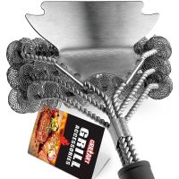 แปรงสแตนเลสขัดตะแกรงปิ้งย่างและบาบีคิว Grill Brush and Scraper Bristle Free – Safe BBQ Brush for Grill – 18 Stainless Grill Grate Cleaner