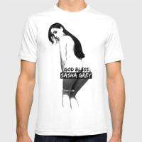 God Bless Sasha Grey New Fashion Men T-Shirt Short Sleeve T-Shirt Porn Actress Black And White Color