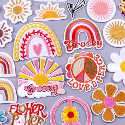hotx【DT】 Cartoon Embroidered Patches Clothing Iron Kids Flowers Embroidery Fusible
