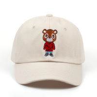 Kanye หมวกแก๊ปผ้าคอตตอนปักหมวกเบสบอลแบบ Snapback หมวกคุณพ่อหมีแบบยูนิเซ็กซ์สำหรับฤดูร้อน100%