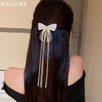 【CW】 XIALUOKE Long Tassels Mosaic Crystal Bowknot Hairpin Hair Accessories For Women Hairwear Elegant Hair Jewelry