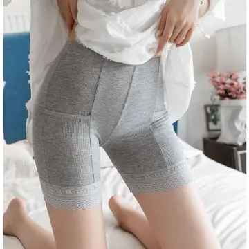 Beige Polyamide Lace Shorts Safety Pants Underwear Anti-chafing